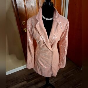 PrettyLittleThing Sparkling Blazer - Light Pink